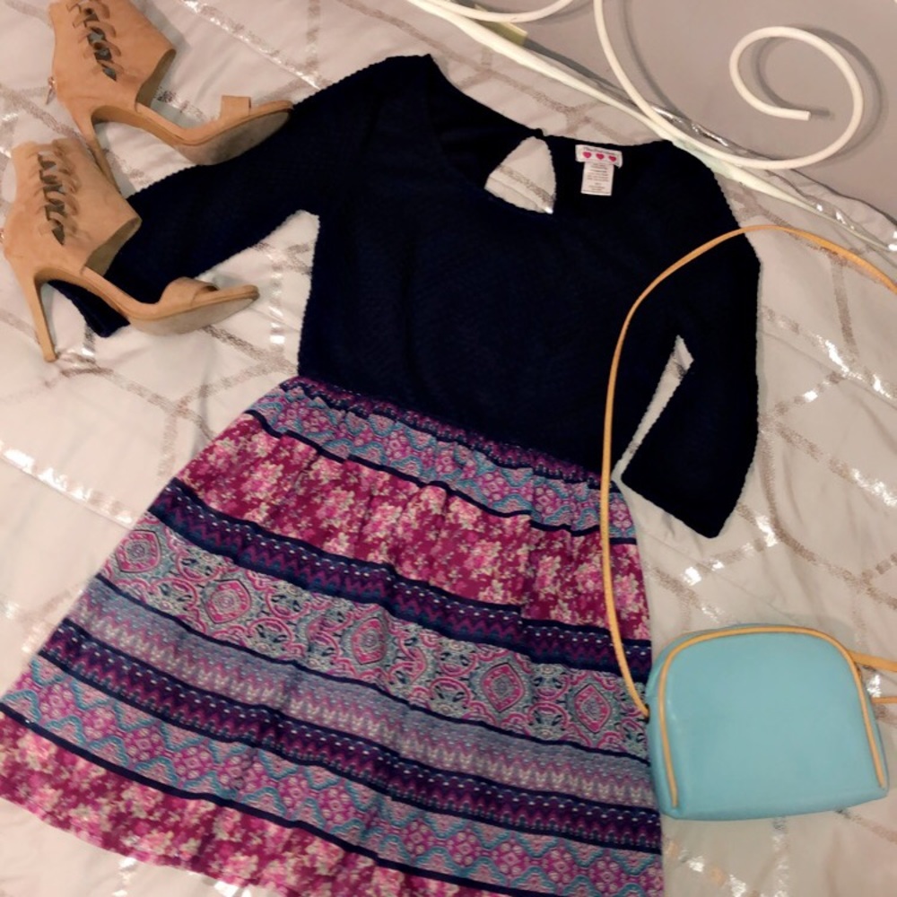 Navy & Patterned Dress